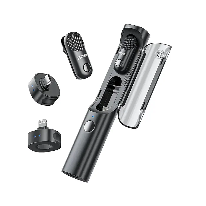BOYA Magic 2-Person Wireless Microphone System {USB-C + Lightning } 1to2  Charging Case